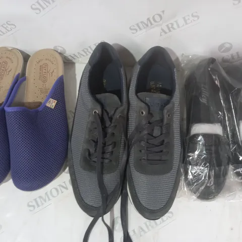 BOX OF APPROXIMATELY 15 ASSORTED PAIRS OF SHOES AND FOOTWEAR ITEMS IN VARIOUS STYLES AND SIZES TO INCLUDE LILLEY, OLIVER JACOB, FLY FLOT, ETC