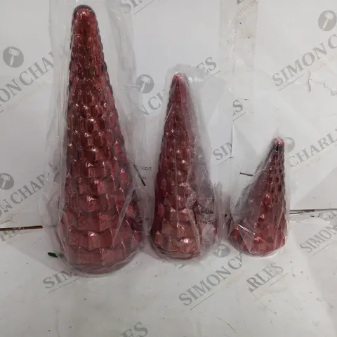 ALISON CORK SET OF MERCURY GLASS TREES - RED