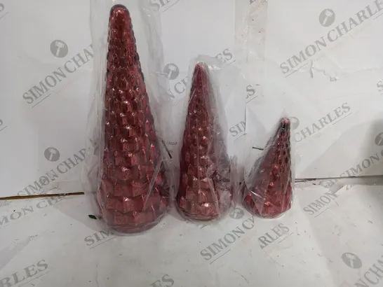 ALISON CORK SET OF MERCURY GLASS TREES - RED