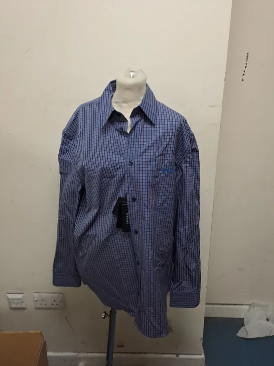 VERSACE SHIRT BLUE CHECKERED - 50