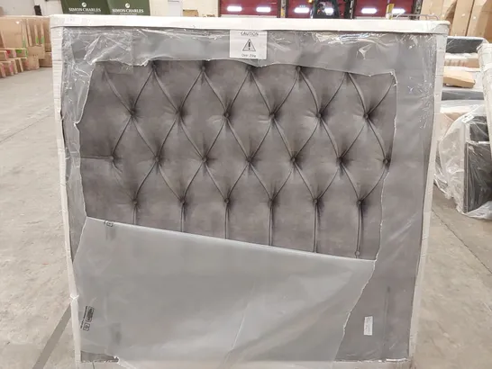 BAGGED DESIGNER COMPTON 135cm DOUBLE SIZE FABRIC UPHOLSTERED HEADBOARD - GREY