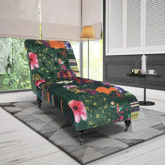 HARLEYSVILLE UPHOLSTERED CHAISE LOUNGE IN FLOWER DESIGN