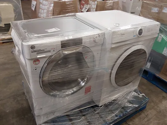 PALLET OF HOOVER BUILT-IN WASHER DRYER 9KG WHITE AND MIDEA FREESTANDING WASHING MACHINE 8KG WHITE