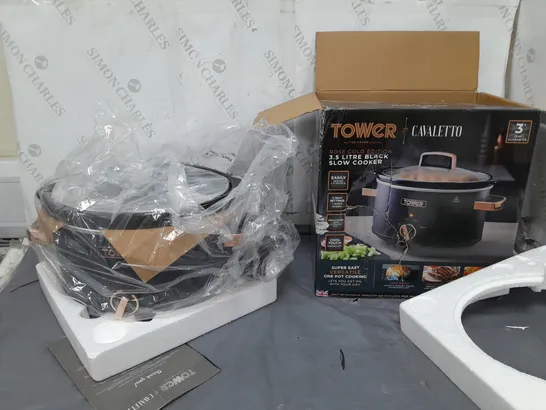 BOXED TOWER ROSE GOLD 3.5L BLACK SLOW COOKER 