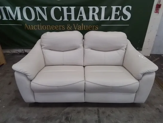 DESIGNER G PLAN MADE JACKSON 3 SEATER CAMBRIDGE CHALK LEATHER SOFA 