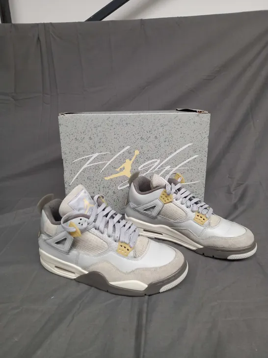 BOXED PAIR OF AIR JORDAN 4 RETRO SE PHOTON DUST/PALE VANILLA UK SIZE 8