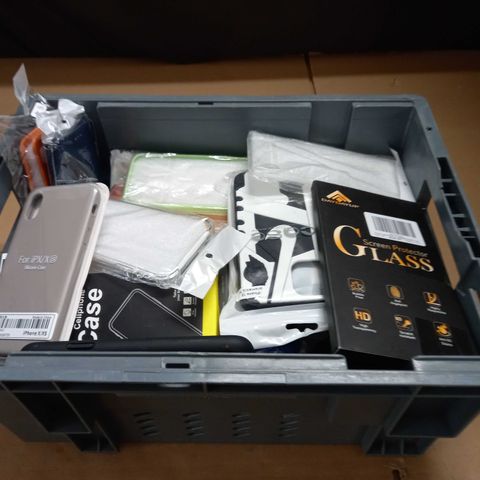 CRATE OF ASSORTED MOBILE PHONE CASES AND SCREEN PROTECTORS