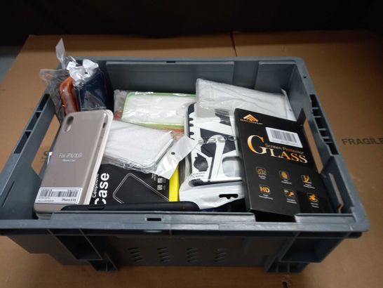 CRATE OF ASSORTED MOBILE PHONE CASES AND SCREEN PROTECTORS