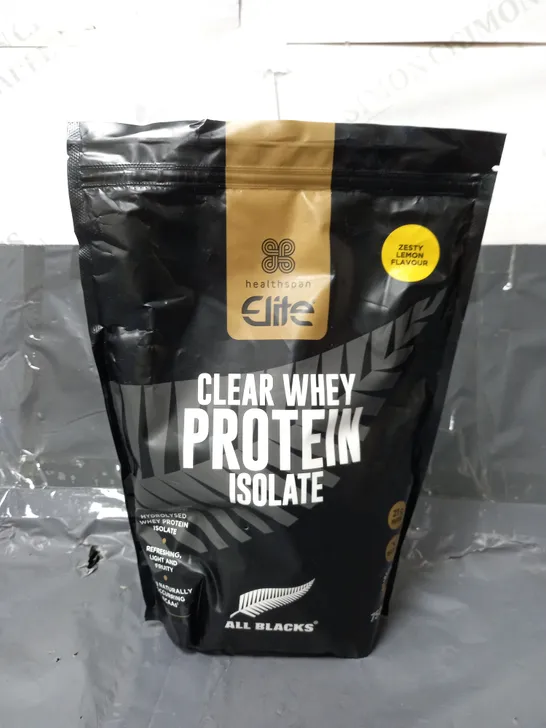 SEALED HEALTHSPAN ELITE CLEAR WHEY PROTEIN ISOLATE IN ZESTY LEMON 750G