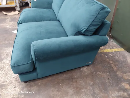 QUALITY BRITISH DESIGNER LOUNGE Co. THREE SEATER SOFA TURQUOISE PLUSH FABRIC 