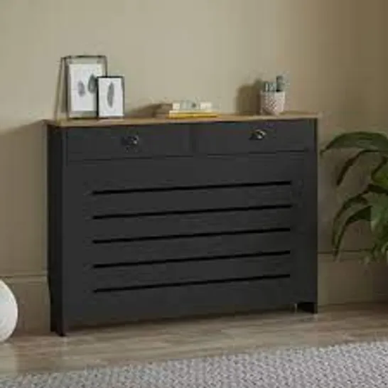 BOXED MORELLO MEDIUM RADIATOR COVER WITH 2 DRAWERS BLACK