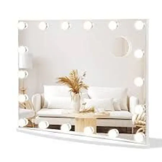 BOXED COSTWAY HOLLYWOOD VANITY MIRROR, TABLETOP/WALL MOUNTED MAKEUP MIRROR WITH 18 DIMMABLE LED BULBS,