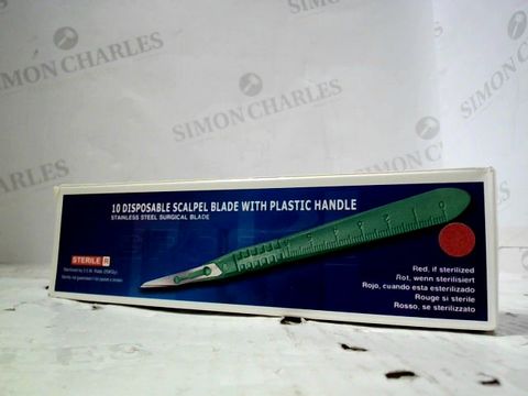BOX OF APPROXIMATELY 100 PACKS OF STERILE DISPOSABLE SCALPELS