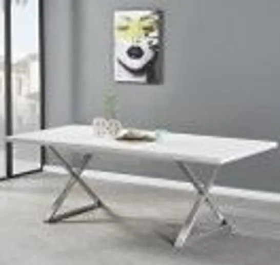 BOXED MAYLINE EXTENDABLE DINING TABLE IN WHITE HIGH GLOSS (2 BOXES)