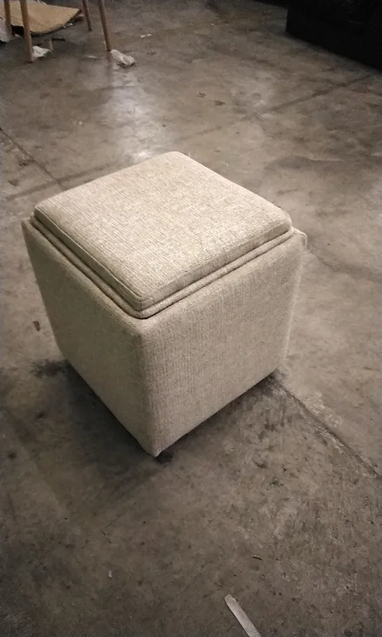 QUALITY DESIGNER LOUNGE CO STORAGE FOOTSTOOL IN BEIGE FABRIC