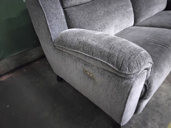 DESIGNER HEREFORD MINK FABRIC DOUBLE POWER RECLINING THREE SEATER SOFA