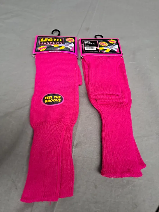 BOX OF APPROX 50 ASSORTED PINK LEG WARMERS - SIZES VARY 