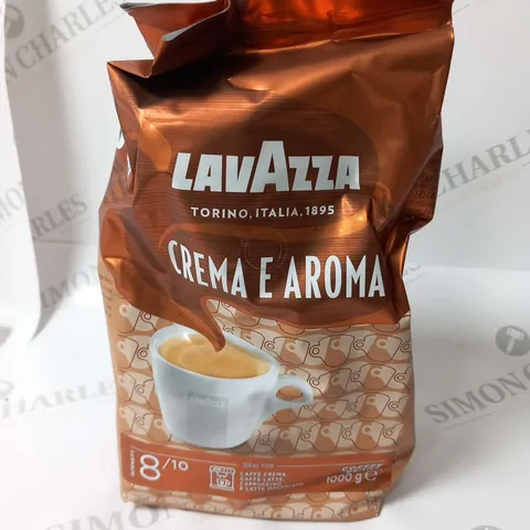 TWO BAGS OF LAVAZZA CREMA E AROMA COFFEE BEANS 1000G