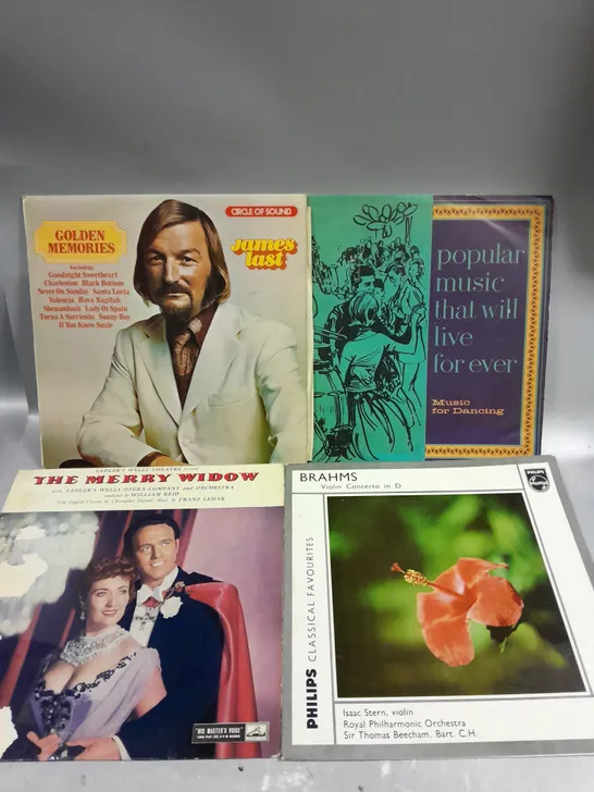 APPROXIMATELY 20 ASSORTED VINYLS TO INCLUDE JAMES LAST, MUSIC FOR DANCING, THE MERRY WIDOW ETC 