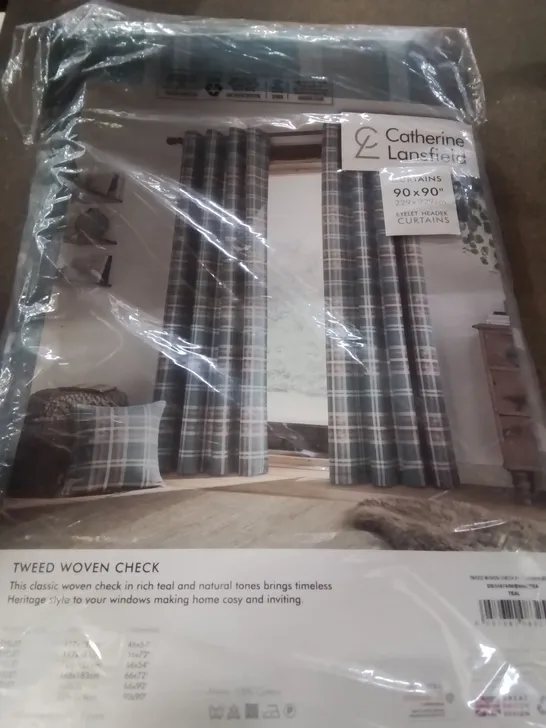 CATHRINE LANSFIELD TWEED WOVEN CHECK CURTAINS 90X90INCH