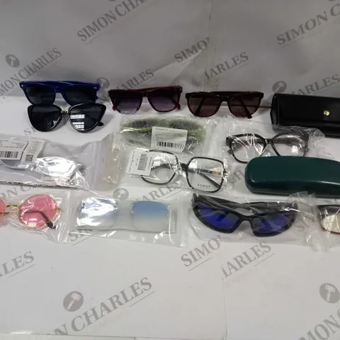 BOX TO CONTAIN APPROX. 26 X ASSORTED PAIRS OF GLASSES & SUNGLASSES. BRANDS AND SIZES VARY