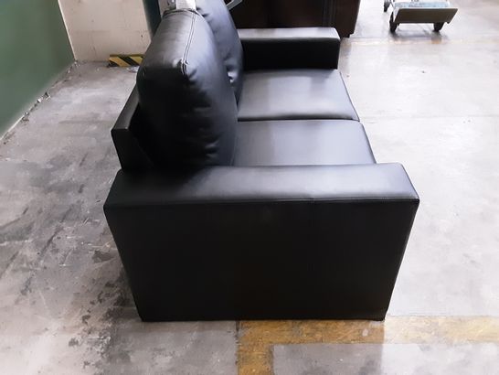 DESIGNER BLACK LEATHER 2-SEATER SOFA 