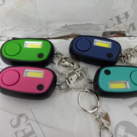 FLIPO PACK OF 4 KEYCHAIN ALARM SAFETY LIGHTS - GREEN, PINK, BLUE & TEAL