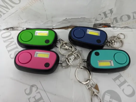 FLIPO PACK OF 4 KEYCHAIN ALARM SAFETY LIGHTS - GREEN, PINK, BLUE & TEAL