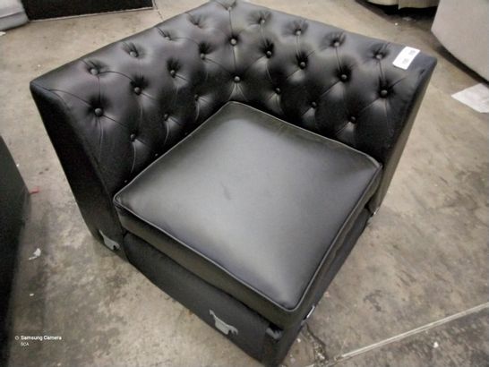 BLACK FAUX LEATHER CHESTERFIELD CORNER SECTION 