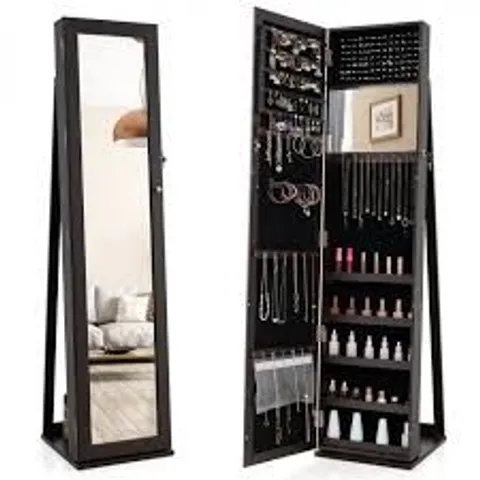 BOXED 3-IN-1 MIRRORED JEWELRY ARMOIRE WITH DISPLAY SHELVES