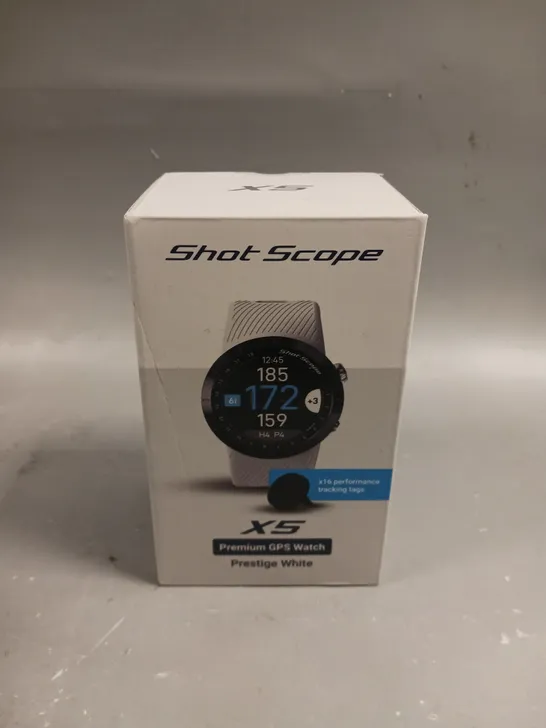 BOXED SEALED SHOT SCOPE X5 PREMIUM GPS WATCH IN PRESTIGE WHITE 