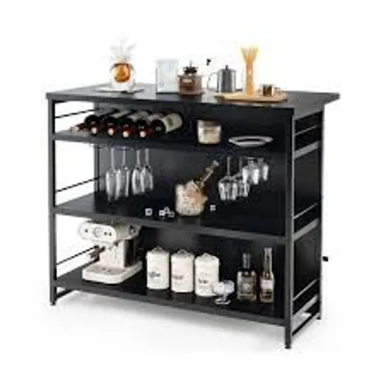 BOXED GIANTEX HOME BAR UNIT, 4 TIER LIQUOR BAR TABLE WITH FOOTREST, WINE BOTTLE RACKS (2 BOXES)