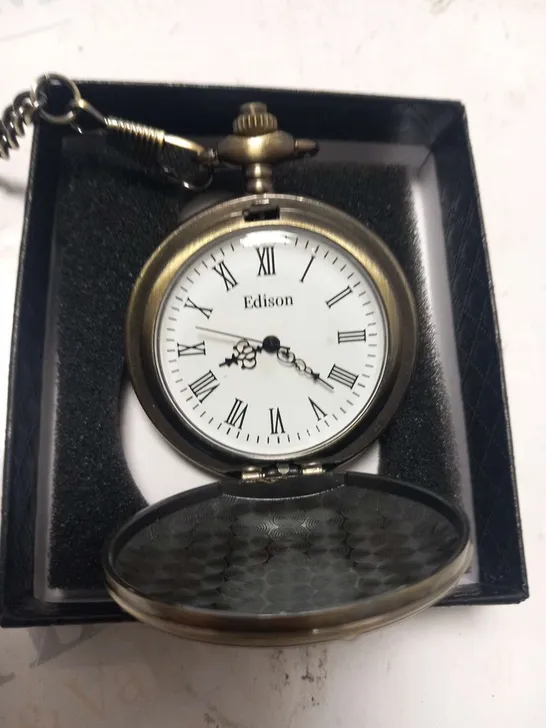 MENS EDISON POCKET WATCH WITH CHAIN – BRAND NEW IN BOX