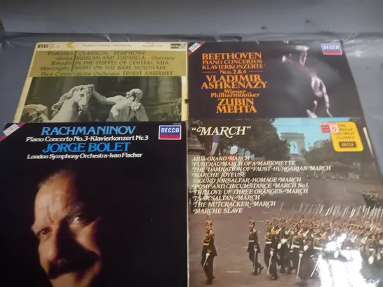 LOT OF 14 ASSORTED CLASSICAL VINYL RECORDS TO INCLUDE BEETHOVEN PIANO CONCERTO, RACHMANINOV, AND PROKOFIEV CLASSICAL SYMPHONY