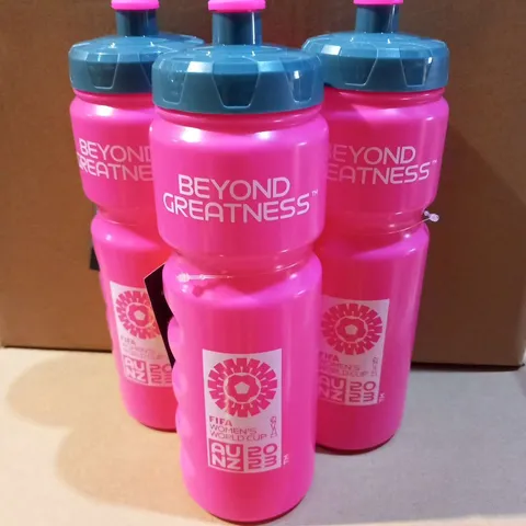 APPROXIMATELY 17 BOXES OF TEN BRAND NEW OFFICIAL FIFA LICENSED BEYOND GREATNESS FIFA WOMEN'S WORLD CUP AU/NZ 2023 PLASTIC SPORTS BOTTLES WITH 750ML CAPACITY AND PUSH DOWN SPOUT