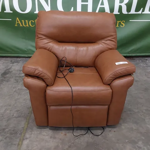QUALITY BRITISH MANUFACTURED DESIGNER G PLAN SEATTLE POWER RECLINING CHAIR DALLAS TAN LEATHER 