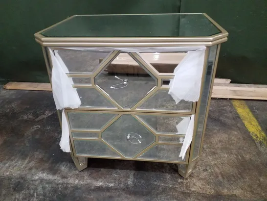 MIRRORED 2 DRAWER BEDSIDE TABLE