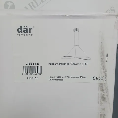 BRAND NEW BOXED DAR LIGHTING LISETTE POLISHED CHROME PENDANT LED 