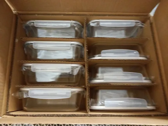 LOT OF 8 PREP NATURAL GLASS MEAL CONTAINERS