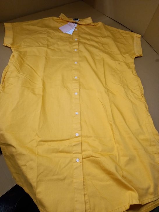 MONKL YELLOW LINNEN LOOK BUTTON THROUGH DRESS - SMALL