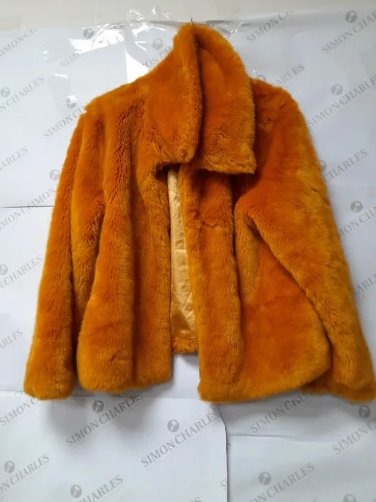 MISSGUIDED LADIES ORANGE FLUFFY JACKET SIZE 10