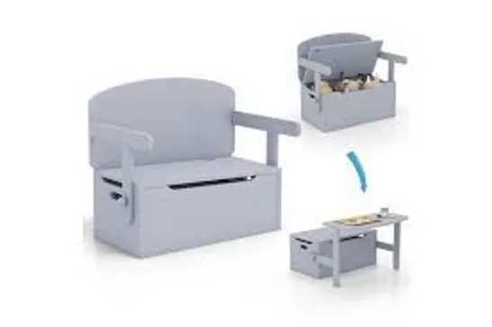 BOXED COSTWAY 3-IN-1 KIDS TABLE AND CHAIR SET WITH TOY STORAGE BOX - GREY