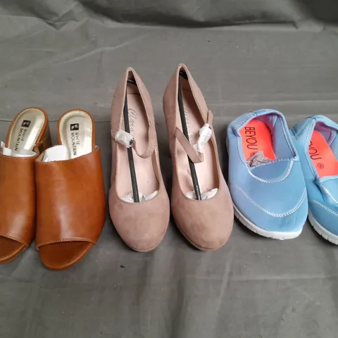 APPROXIMATELY 15 PAIRS OF LADIES SHOES. ASSORTED SIZES, COLOURS AND STYLES