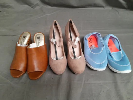 APPROXIMATELY 15 PAIRS OF LADIES SHOES. ASSORTED SIZES, COLOURS AND STYLES