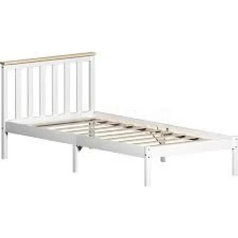 WRAPPED MILAN SINGLE WOODEN BEDFRAME IN WHITE AND PINE (5 ITEMS)