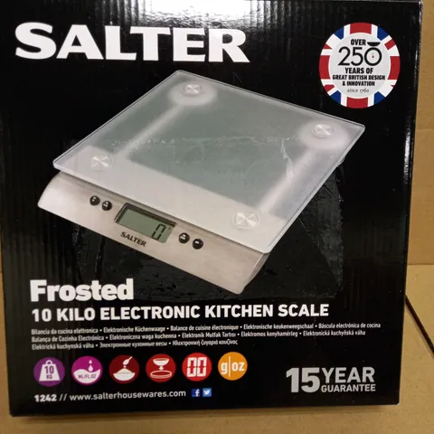 BOXED SALTER FROSTED GLASS 10KG ELECTRONIC kitchen SCALE 