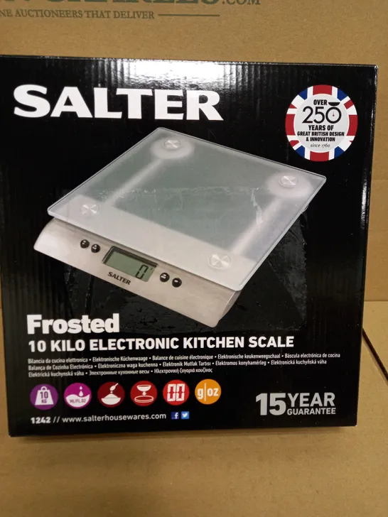 BOXED SALTER FROSTED GLASS 10KG ELECTRONIC kitchen SCALE 