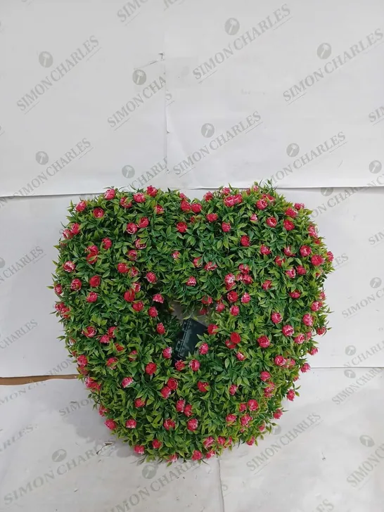 GARDEN REFLECTION PRE LIT SET OF 2 HEART WREATHS WITH HANGING CHAIN