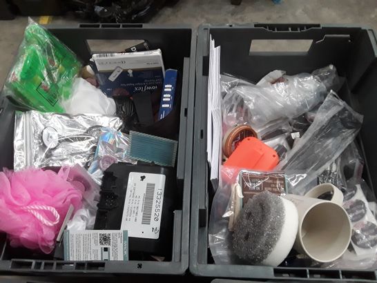 4 CRATES OF ASSORTED HOMEWARE ITEMS TO INCLUDE ROOTING POWDER, DURACELL LR44 BATTERIES AND SMOK MINI V2 K4