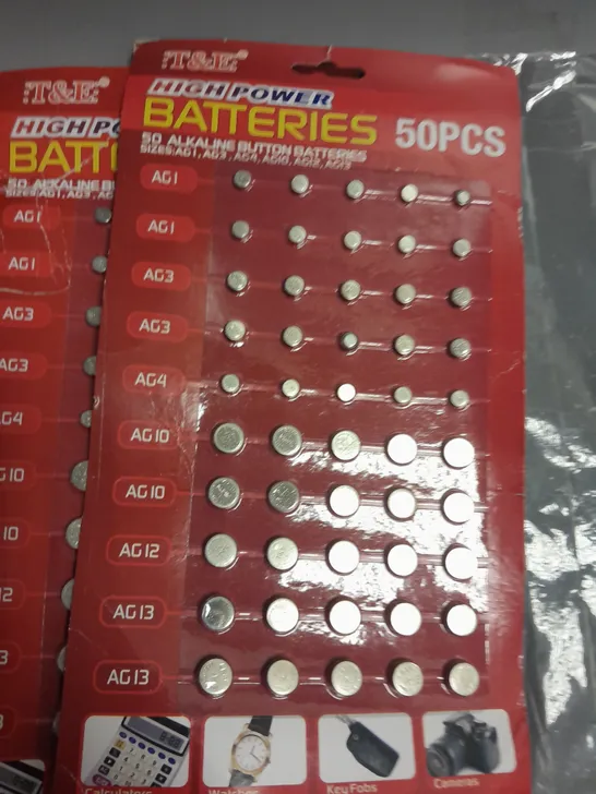 LOT OF 8 50-PIECE PACKS OF BATTERIES